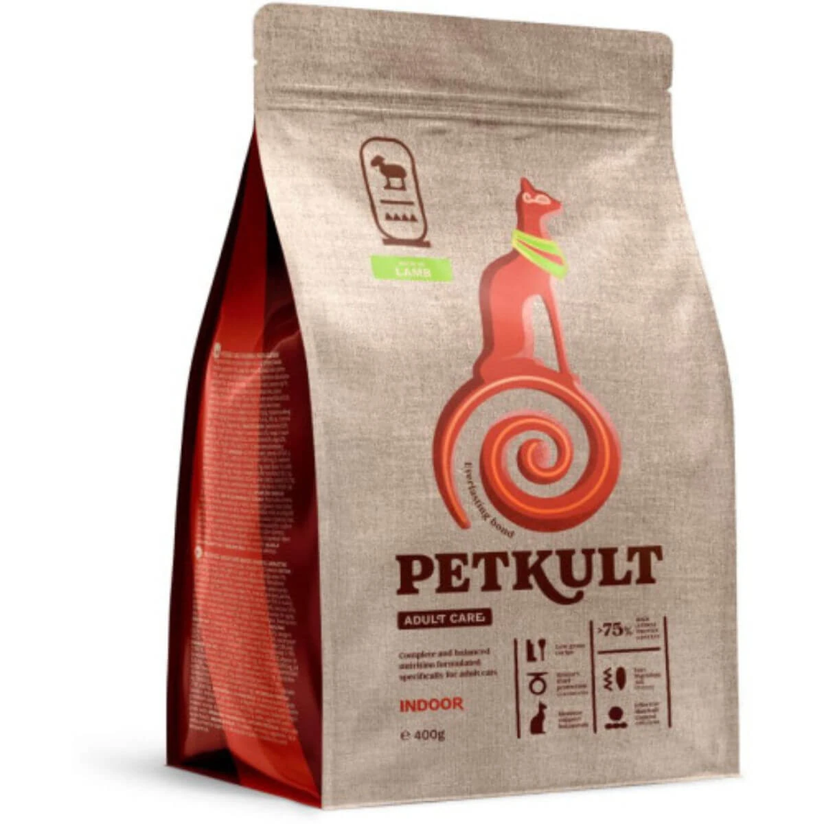 PETKULT Adult Care Indoor, Lam, droogvoer voor katten, 400g