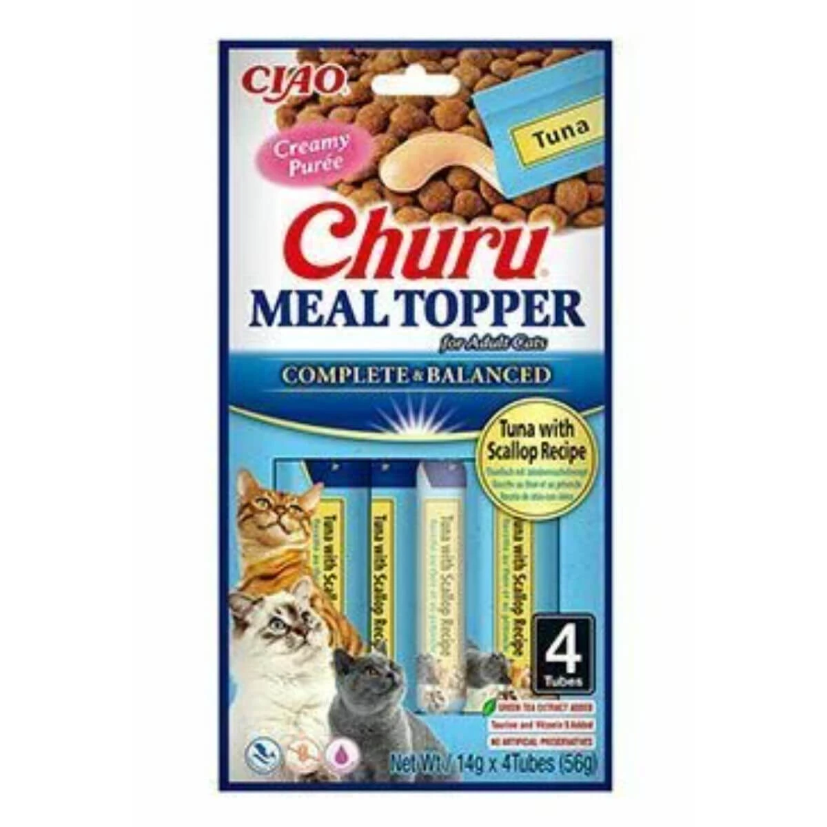 INABA Churu Churu Meal Topper, Kip, zakje, tube, graanvrije kattensnoepjes, (puree), 56g