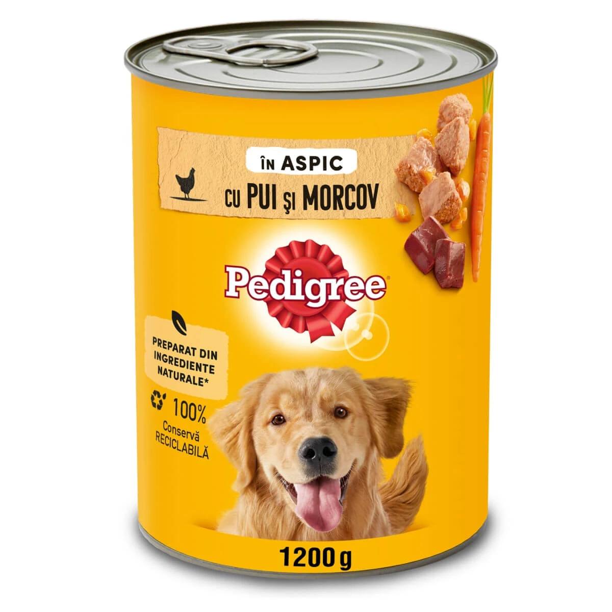 PEDIGREE, XS-XL, Kip en Wortel, nat hondenvoer in blik, (in aspic), 1200g