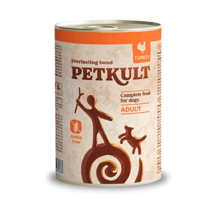 PETKULT Grain Free Adult, kalkoen, blikvoer graanvrij natvoer voor honden, 800g