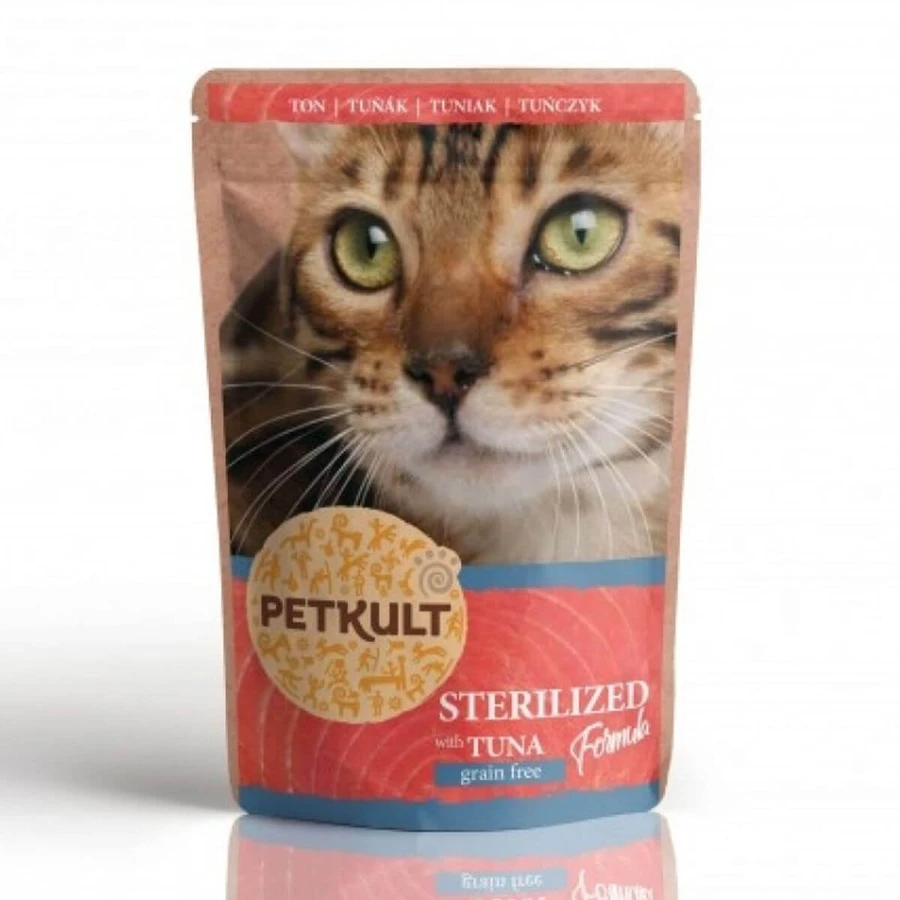 PETKULT Gesteriliseerd, Tonijn, zakje graanvrij natvoer voor katten, 100g