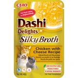 INABA Churu Dashi Delights Silky Broth, Pollo e Formaggio, bustina di cibo umido per gatti senza cereali, (topping), 40g
