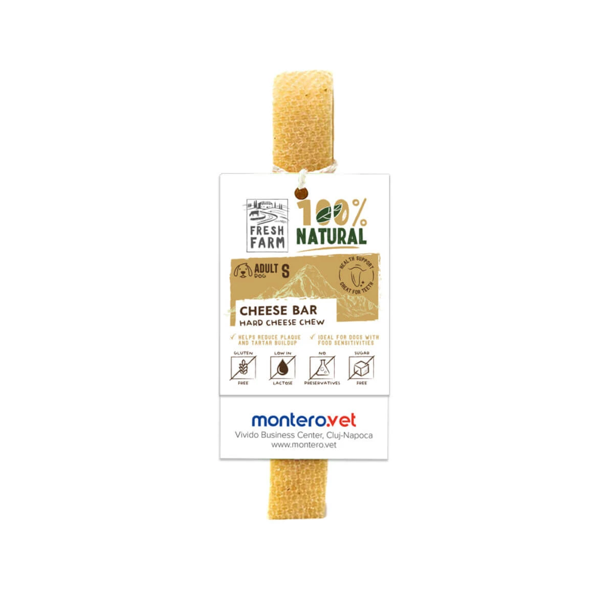 FRESH FARM Cheese Bar Treats voor kleine honden, XS-S, Kaas, graanvrije hondensnacks, 40g