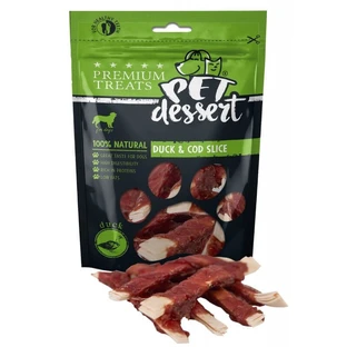 PET'S DESSERT Soft Slice, XS-XL, Eend en Kabeljauw, beloningszakje zonder granen, honden, 80g