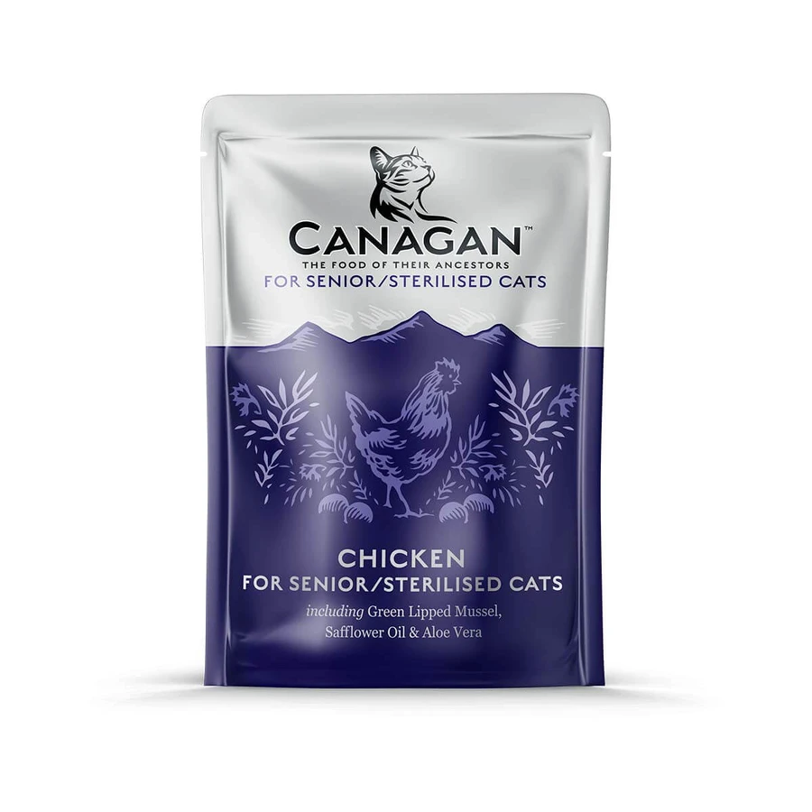 CANAGAN Senior/Sterilized, Kip, zakje graanvrij natvoer voor senior gesteriliseerde katten, (in soep), 85g