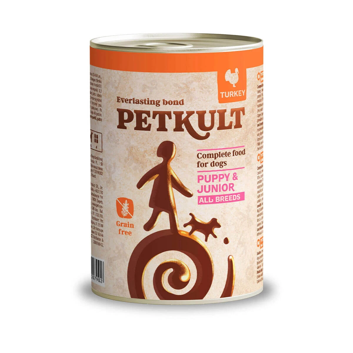 PETKULT Grain Free Junior, kalkoen, graanvrij natvoer in blik voor jonge honden, 400g