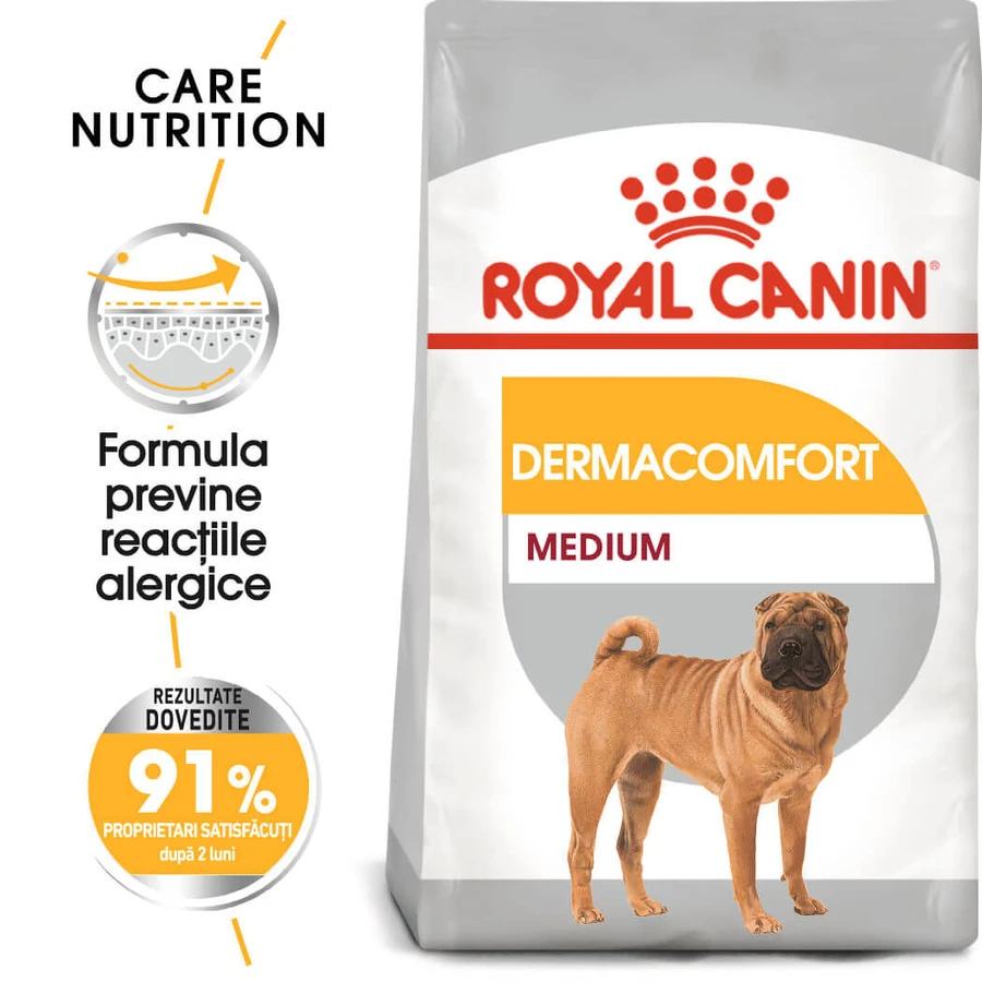 ROYAL CANIN Medium Dermacomfort, alimento seco para perros, prevención de la irritación de la piel, 3kg