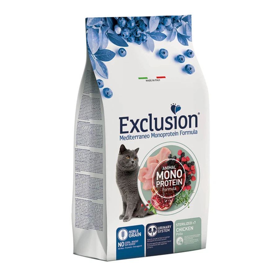 EXCLUSIE Mediterraneo Monoprotein Sterilized +7, Kip, droogvoer met enkelvoudig eiwit voor senior gesteriliseerde katten, 1,5kg