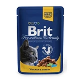 BRIT Premium, Poulet et Dinde, sachet de nourriture humide pour chats, (en sauce), 100g