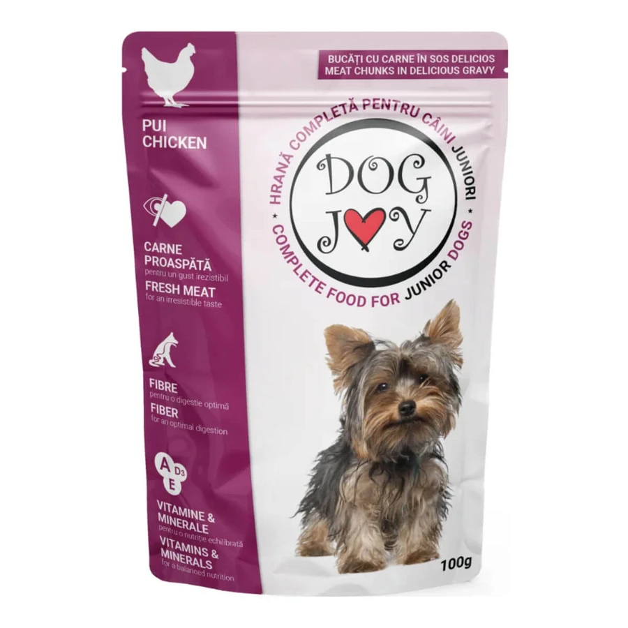 DOG JOY Junior, XS-S, Huhn, Sachet Nassfutter für junge Hunde, (in Sauce), 100g