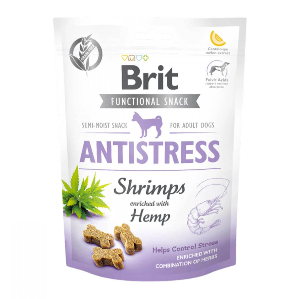 BRIT Care functionele snack antistress, garnalen met hennep, graanvrije functionele beloningen voor honden, antistress, 150g