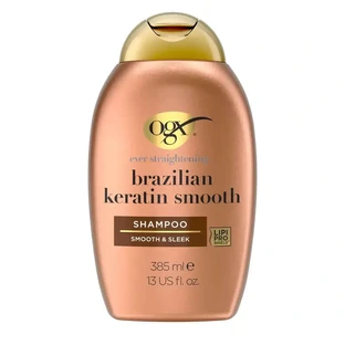 OGX Brazilian Keratin Shampoo, Verzacht en Verzorgt Golvend of Krullend Haar, Zachtheid en Glans, 385ml