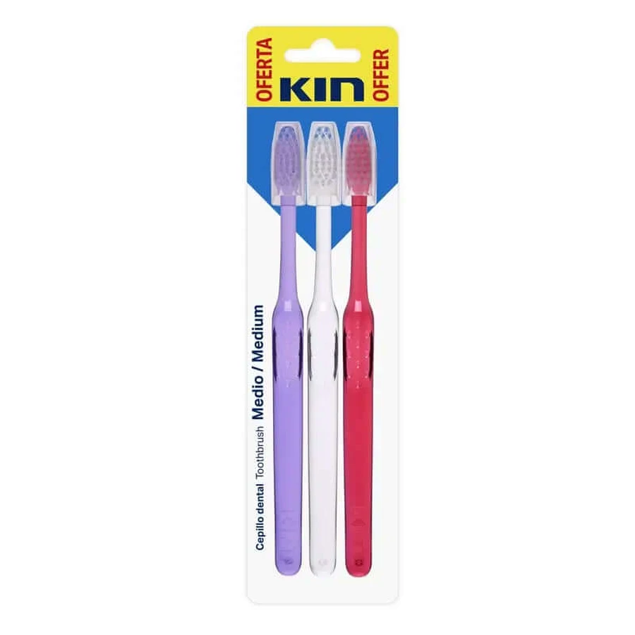 Kin Zahnbürste Medium, 3 Stück.