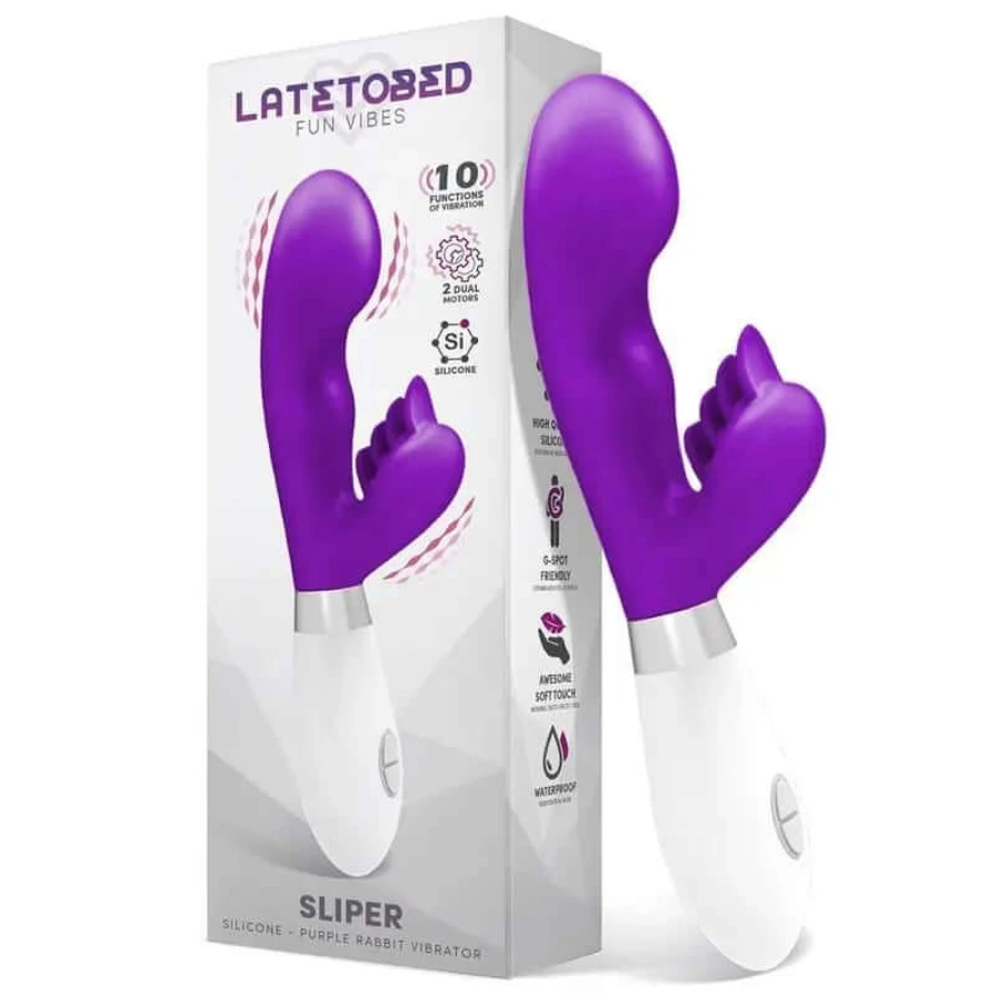 Silikonowy wibrator Latetobed Sliper Purple Bunny Vibrator: ceny i cechy