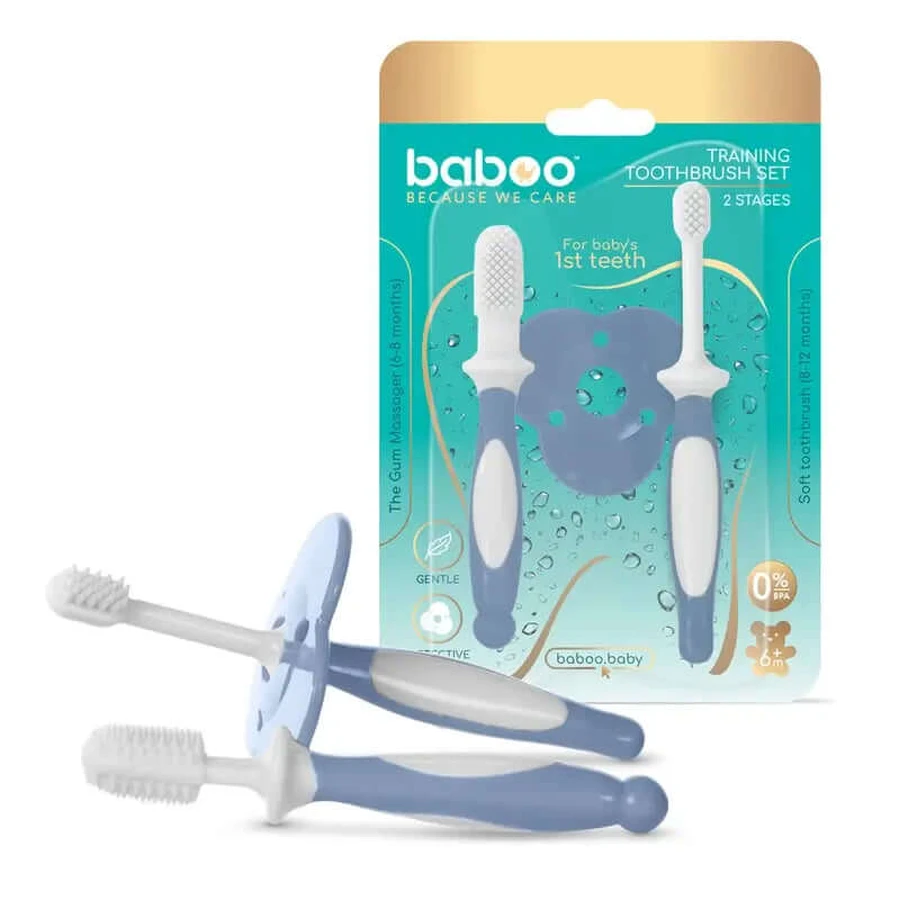 Set periuță de dinți Baboo 6+ luni, 2 bucăți