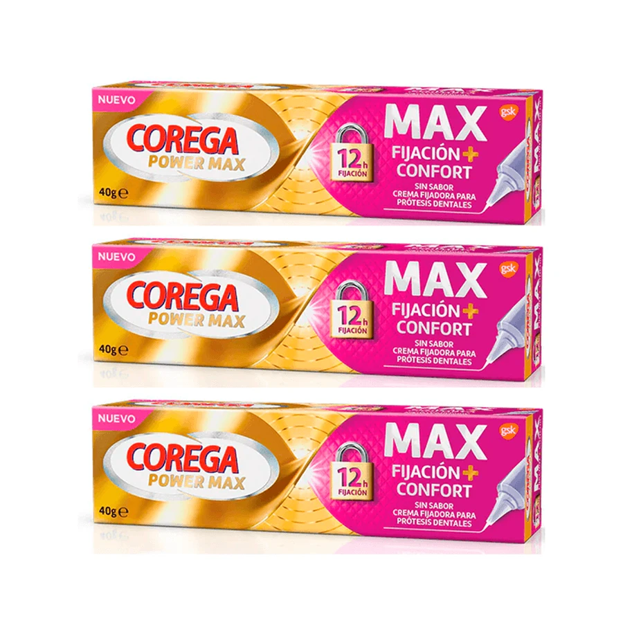 Corega Triplo Max Fixation + Comfort Cremă de fixare pentru proteze dentare, 3 x 40 gr