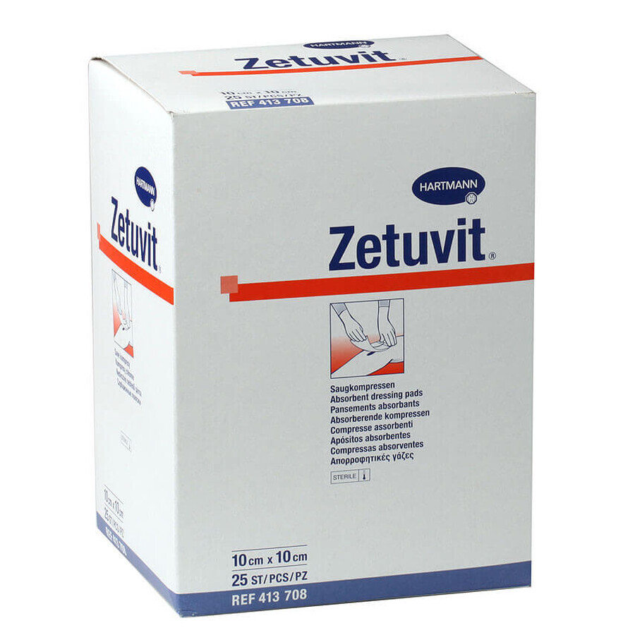 Zetuvit absorberende pads, 10x10 cm (413701), 25 stuks, Hartmann