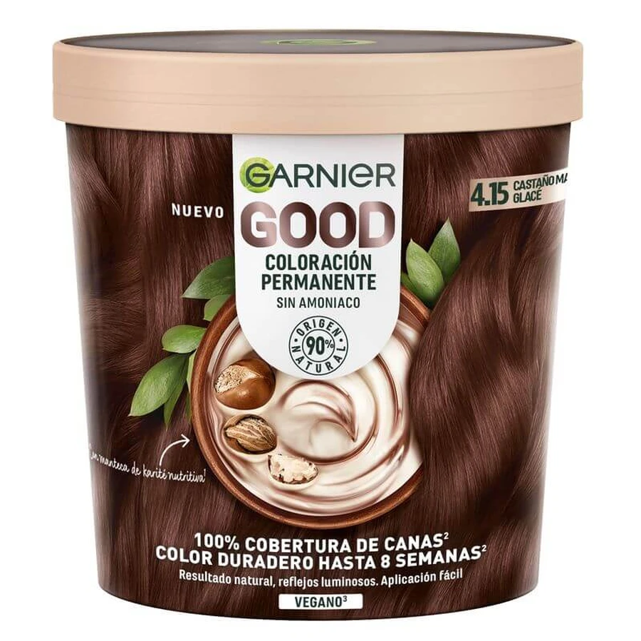 Garnier Good Permanent Coloring Sans ammoniaque, 90% d'origine naturelle Teinte 4.15 Brown Glacé Brown