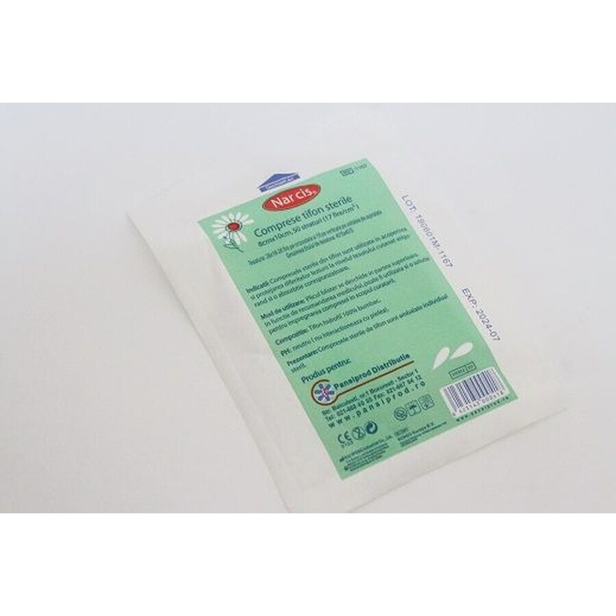 Comprese sterile din tifon, 8x10 cm, 50 straturi, Narcis