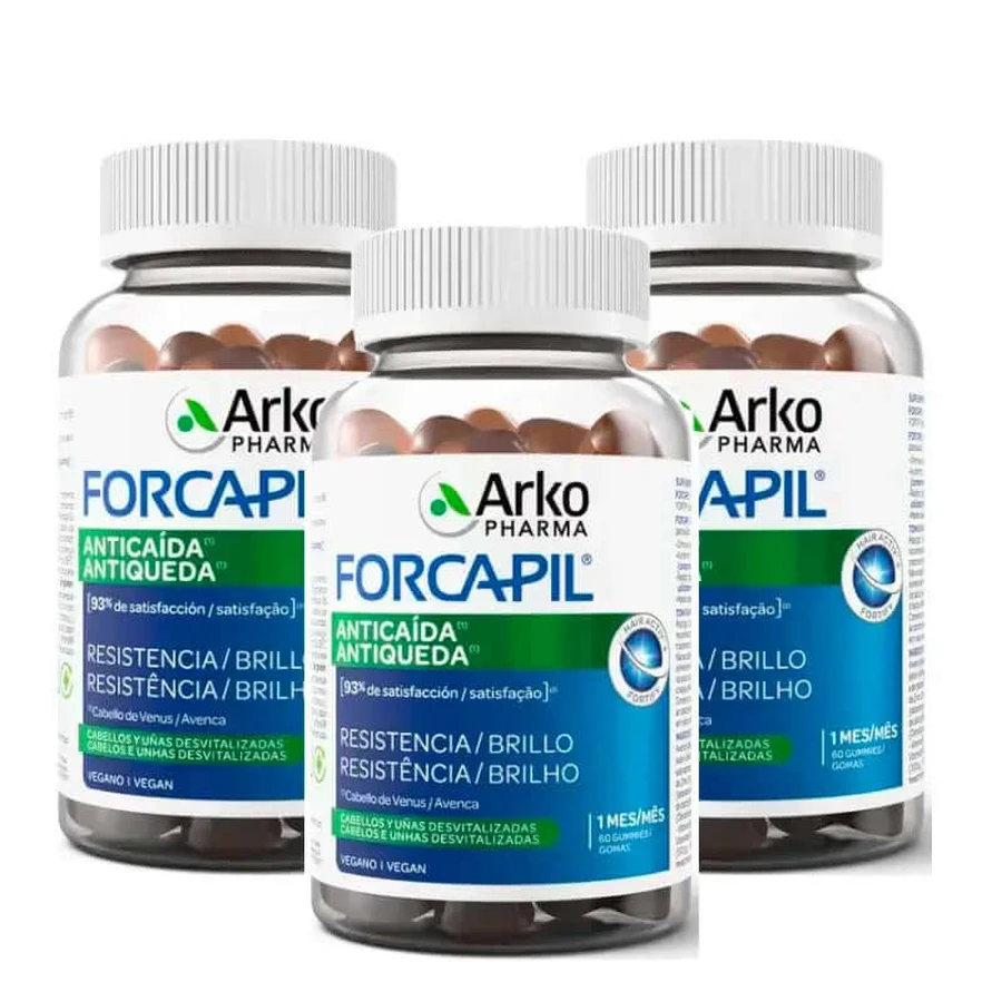 Arkopharma Forcapil Anti-Hair Loss, Pack 3 x 60 Gummy Candies