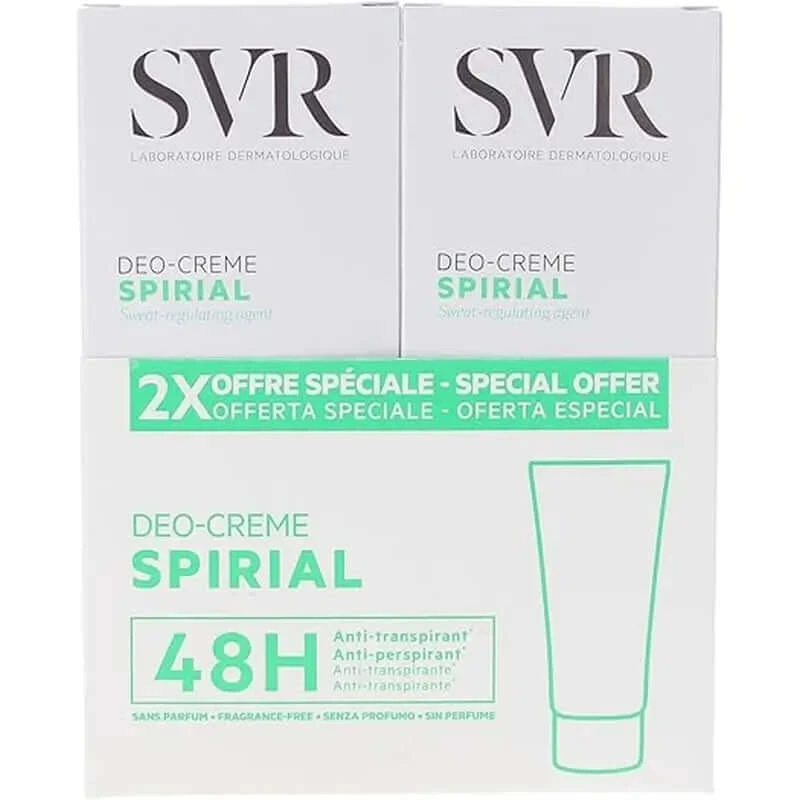 SVR Spirial Duo Deo-Cream Anti-transpirant 48h, 2x50 ml