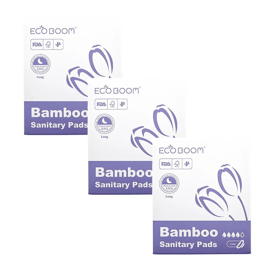 Eco Boom Pack Kompressen - Nachtpakking met hoge absorptie - Intensief, 3 X 8 st.