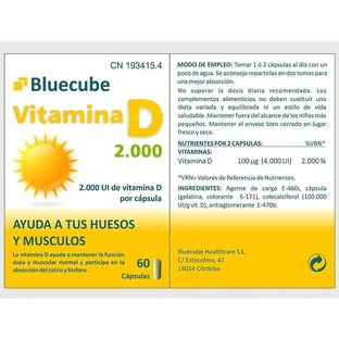Bluecube Healthcare Witamina D 2000, 60 kapsułek