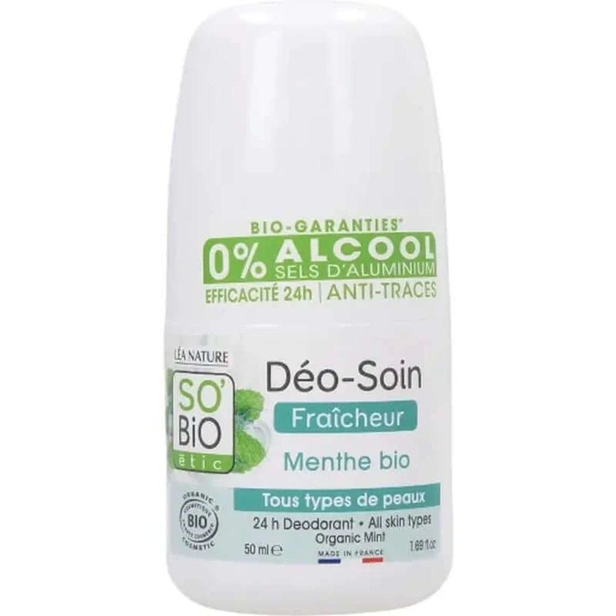 So'Bio Etic Deodorant Prospețime 24H Mentă Roll-On 50Ml