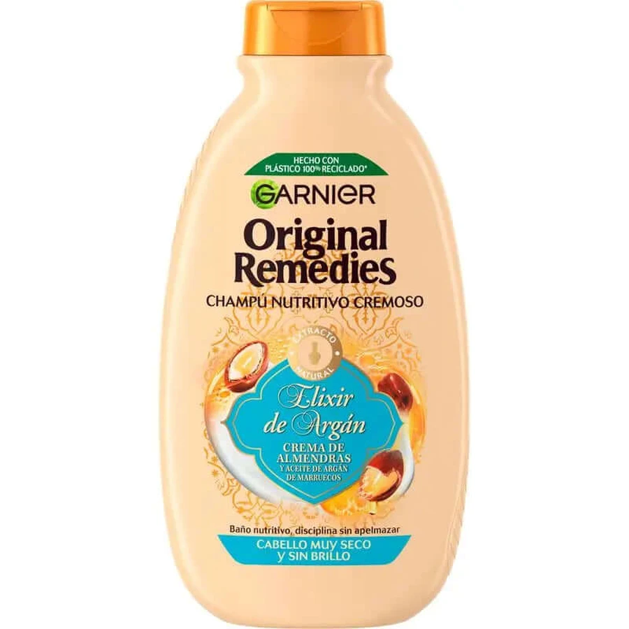 Garnier Original Remedies Elixir Of Argan Kremowy szampon odżywczy bez silikonu do włosów bardzo suchych i pozbawionych blasku 300 ml: ceny i cechy