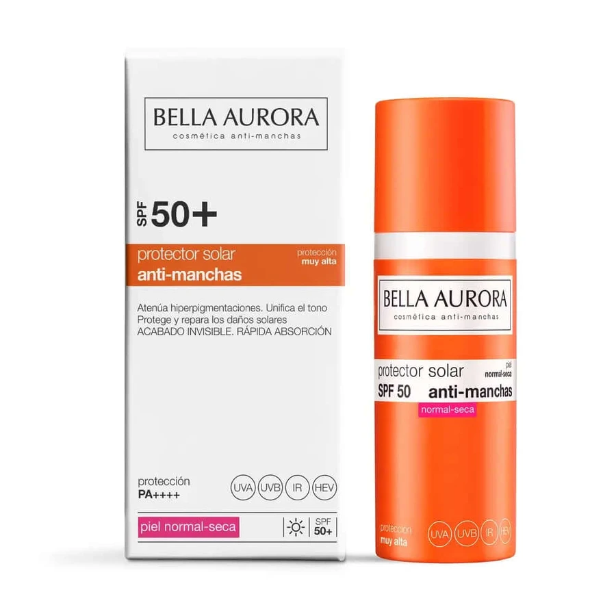 Bella Aurora Protecție solară antiboli Spf50+. Piele normală-uscată, 50 ml