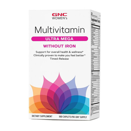 Multivitaminico da donna Ultra Mega senza ferro (202621), 180 compresse, GNC