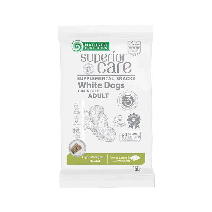 Natures Protection Superior Care White Dogs Snack For Dogs Hypoallergenic. White Fish Dental 110Gr