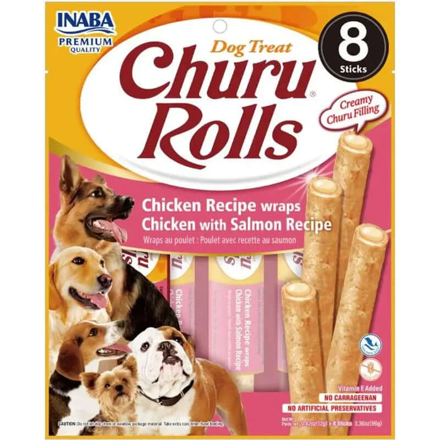 Churu Dog Rolls Recette Poulet Avec Saumon Display 8X96Gr