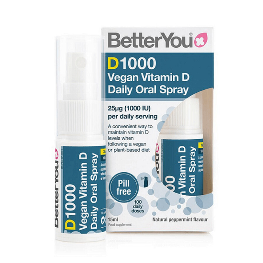 Spray buccal végétalien avec vitamine D, 1000UI, 15ml, BetterYou