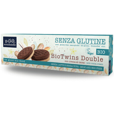 Organic biscuits with cocoa cream, Bio Twins, 125 g, Sottolestelle