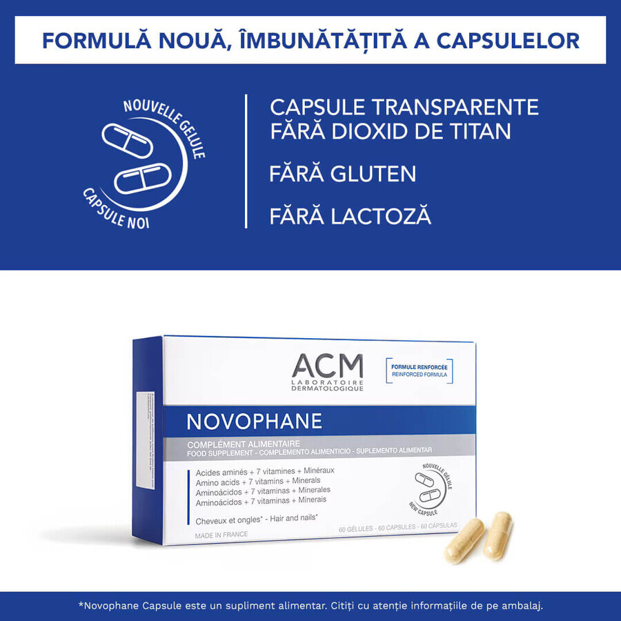 Capsules Novophane pour cheveux et ongles, 60 pièces, ACM