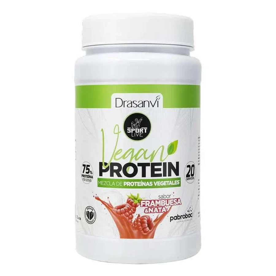 Drasanvi Sport Live Protéines végétales aromatisées à la framboise, 600 grammes