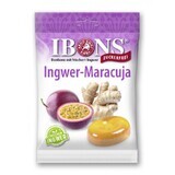 Bonbons à sucettes sans sucre, Gingembre & Fruit de la passion, 75 g, Ibons