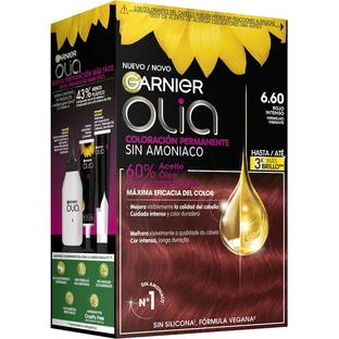Garnier Olia Permanent Kleurstof Zonder Ammoniak, Aangenaam Geurend Met Bloemige Oliën Natuurlijke Oorsprong - Knal Intens Rood 6.60