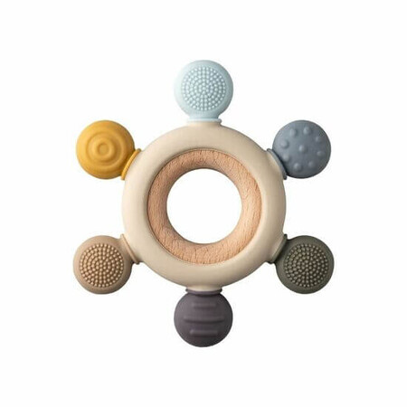 Natural wood and silicone teething ring, +3 months, 1 piece, Baby Nova