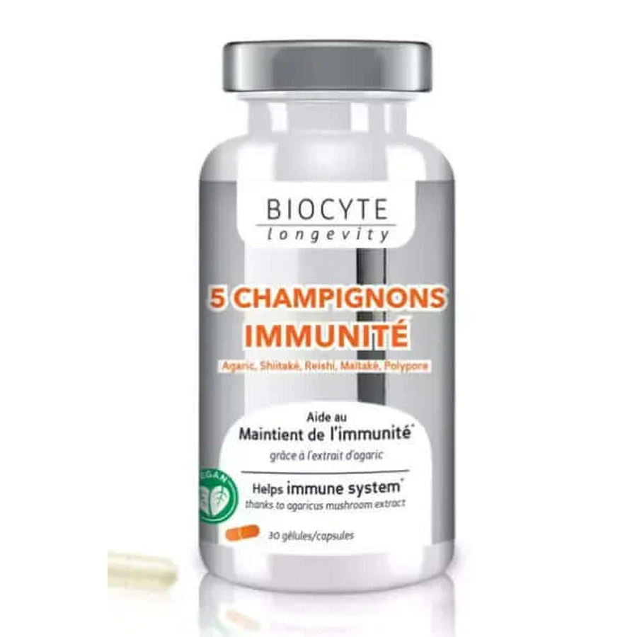 Biocyte 5 Champignons Immunite , 30 capsules