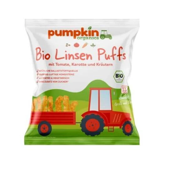 Natuurlijke biologische linzen met tomaten, wortelen en kruiden, 20g, Pumpkin Organics
