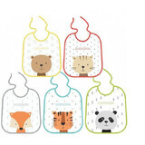 Set of 5 cotton bibs with waterproof interior, Baby Nova