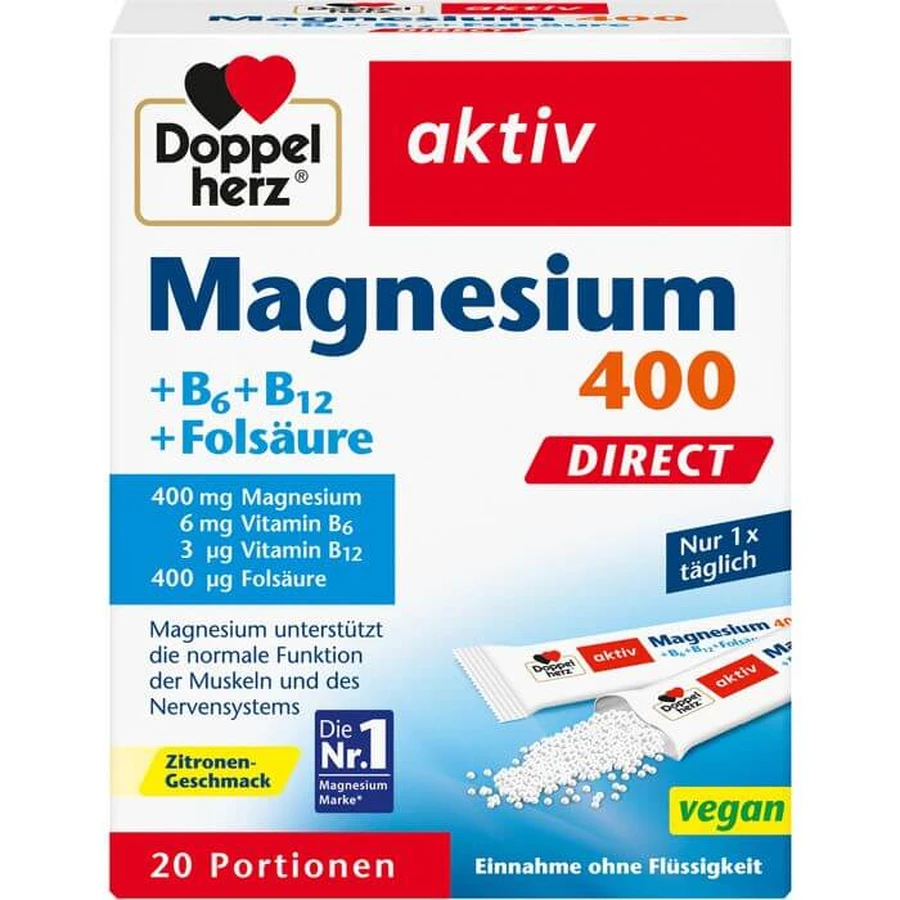 DOPPELHERZ Magnesium+B Vitaminen DIRECT Pellets 20 stuks.