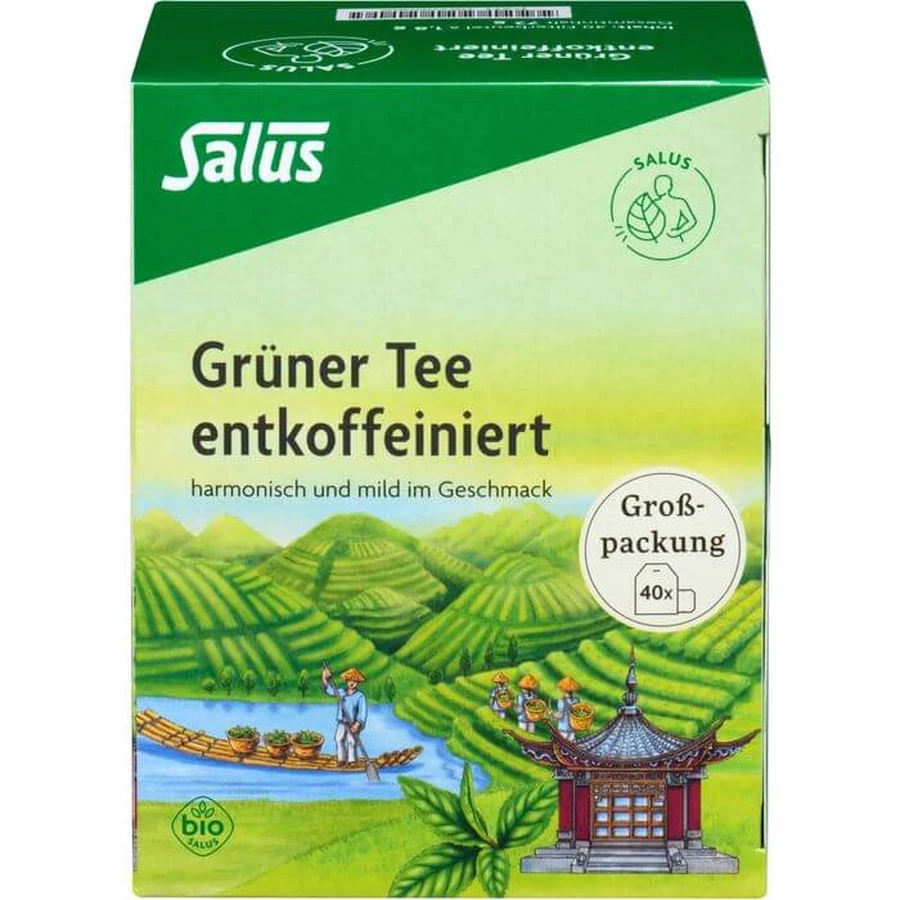 TÉ VERDE descafeinado ecológico Salus filtro bolsas 40 uds.