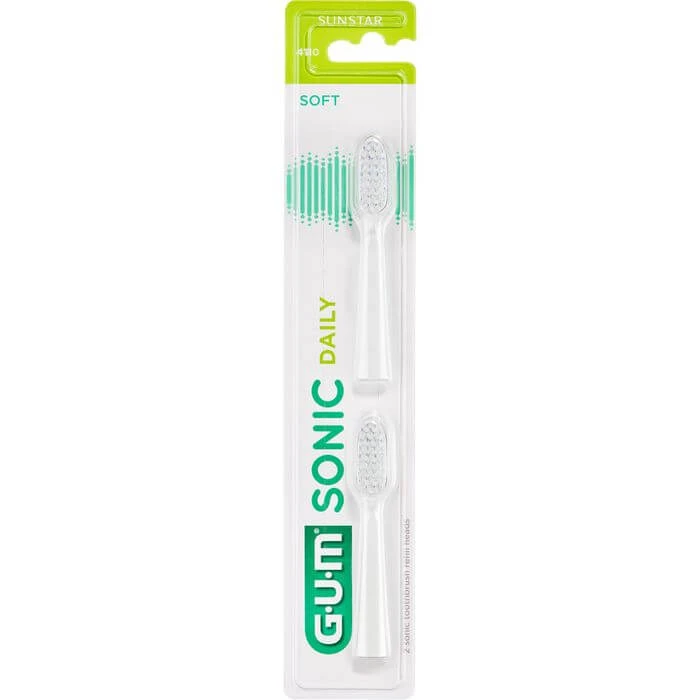 GUM SONIC DAILY vervangende opzetborstels wit 2 stuks.