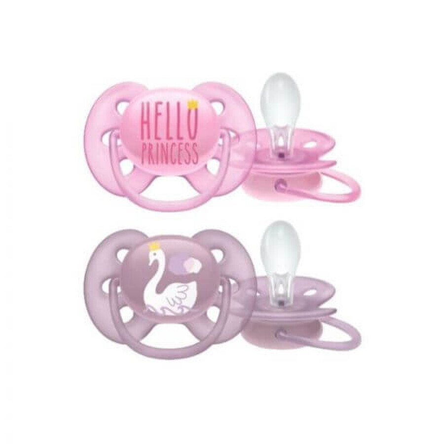 Sucettes ultra douces pour filles, 6-18 mois, 2 pièces, SCF223/02, Philips Avent