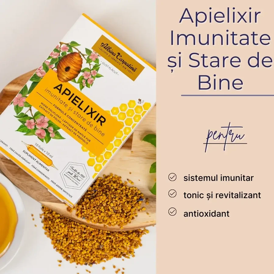 Apielixir immuniteit en welzijn, 20 ampullen x 10 ml, Albina Carpatina