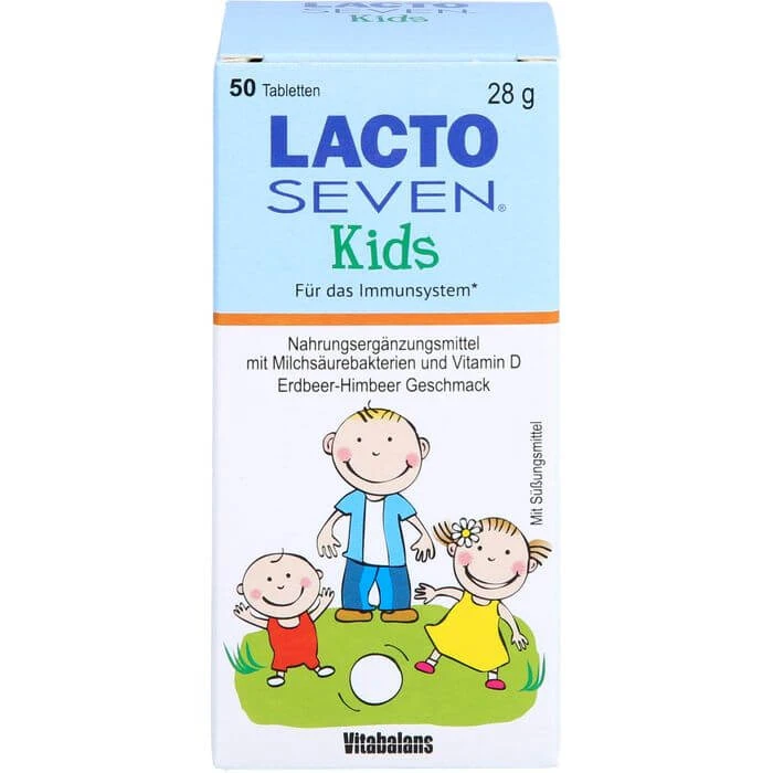 LACTO SEVEN Kids Aardbei-Framboos Smaak Tabl. 50 St.