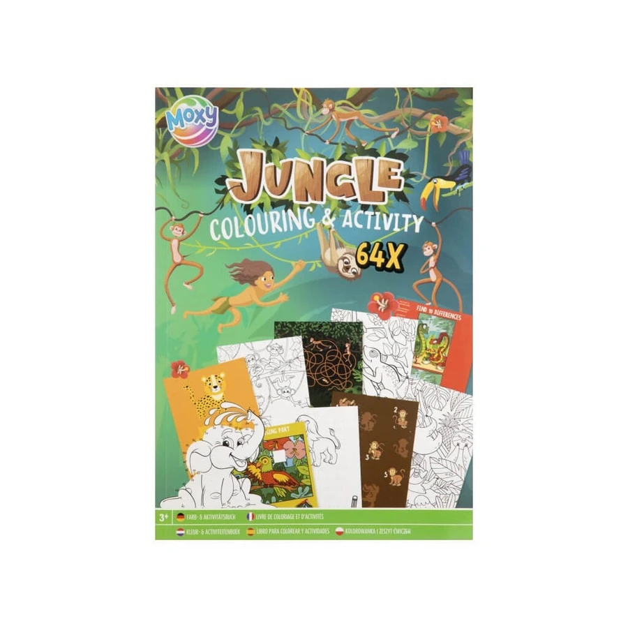 Coloring Book with Activities, Jungle, A4, 64 pages